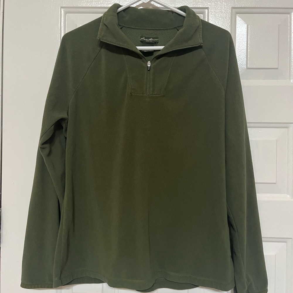 Eddie Bauer Men’s 1/4 Zip Fleece Pullover Size XL  Green women